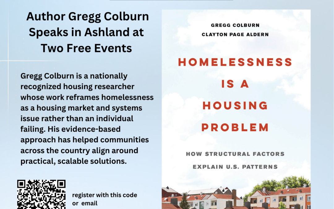 “Homelessness is a Housing Problem” Author Greg Colburn to Speak 5/13/26